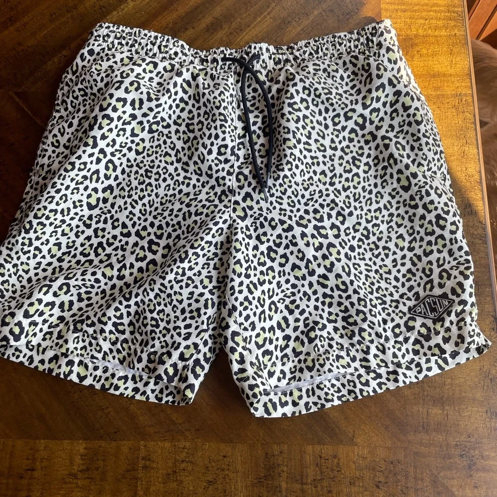 PacSun Black and White Animal Print Swim Trunks - Picture 1 of 6